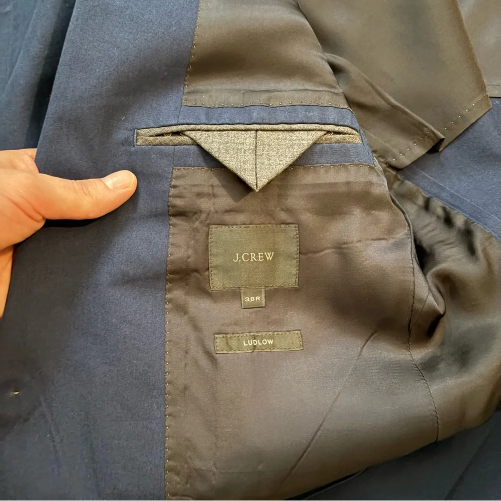 J. Crew $348 Navy Ludlow Slim-fit Suit Jacket in Italian Cotton Chino Sz 38R/M
